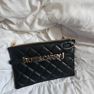 Black Tote&Carry Quilted Clutch